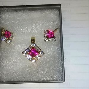 18 karat over sterling silver 925 earrings and pen